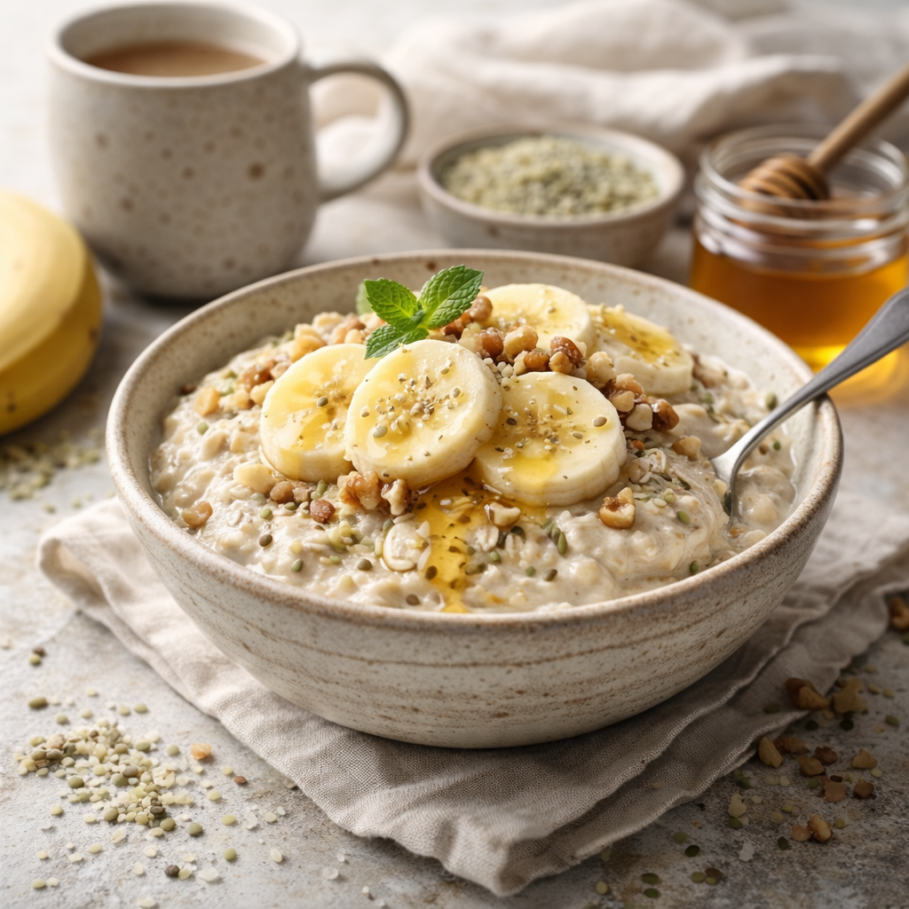 The "Serene" Morning: Banana & Hemp Seed Overnight Oats